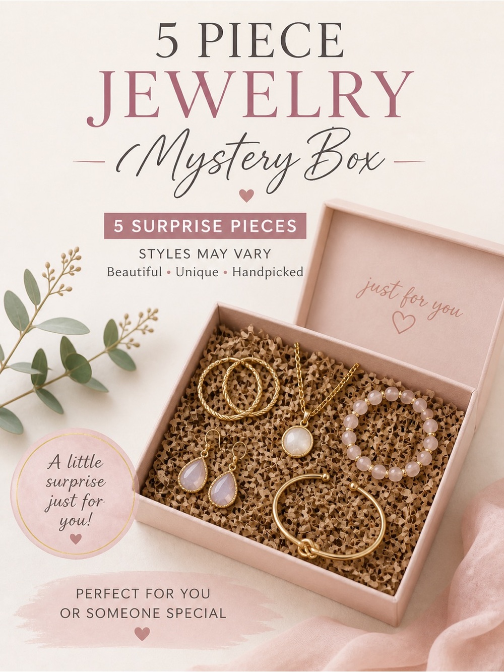 5 Pieces Jewelry Mystery Bundle Elevated Fashion Jewelry Gift Box NWT NWOT